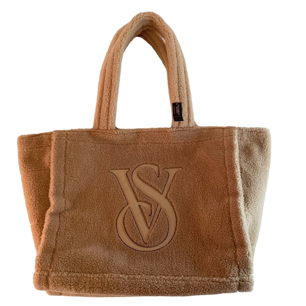 Victoria's Secret Tote Large Beige Bag Sherpa Carryall, Weekender, Shopper NWT